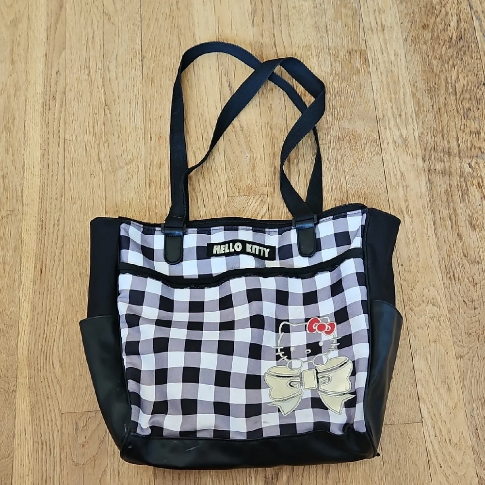 Hello Kitty Black and White Gingham Tote